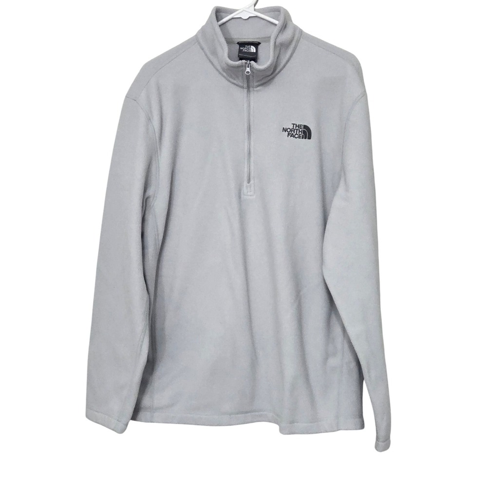 The North Face Mens XL Light Grey‎ Quarter Zip Fleece Pullover Sweater Jacket